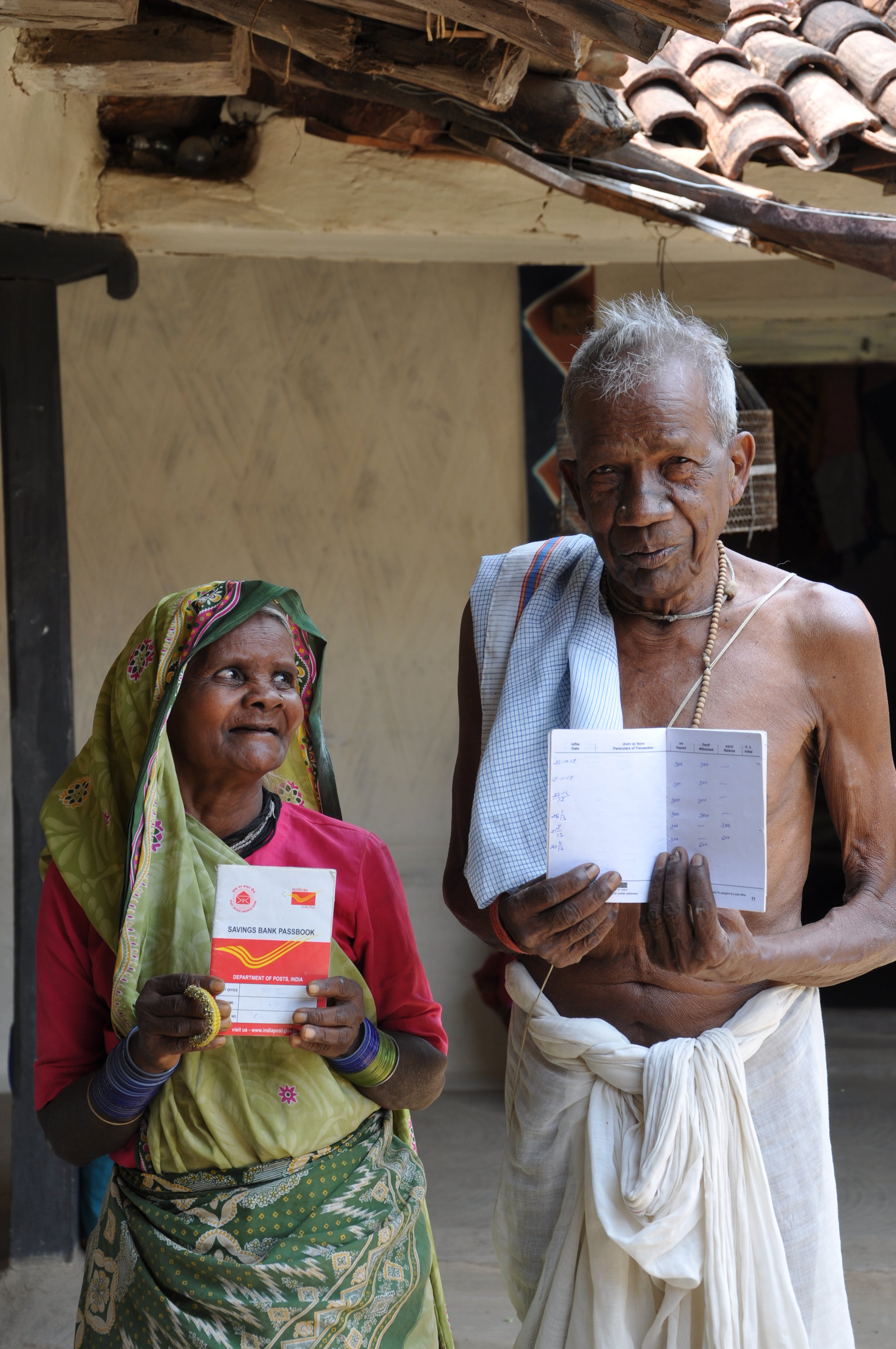 Kunti and Surajman receive monthly pensions of Rs 300 each in Sarguja, Chhattisgarh under National Social Assistance Programme.